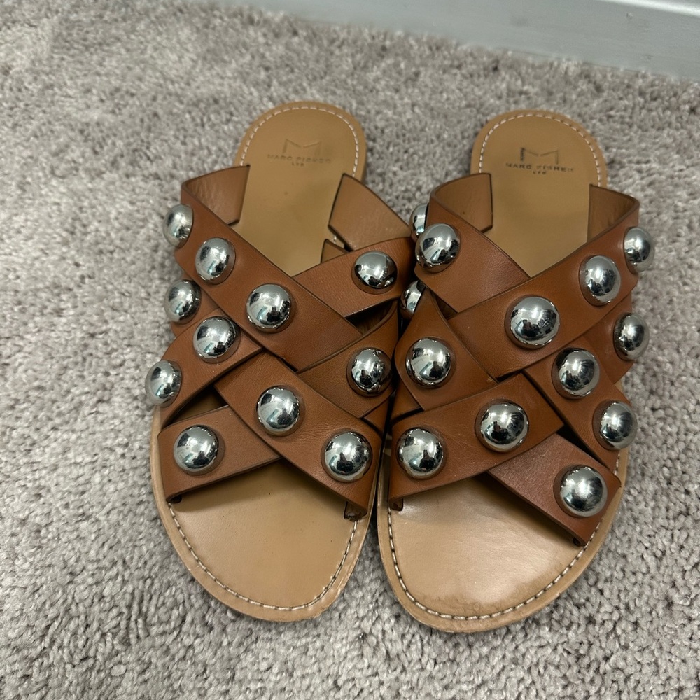 Marc Fisher LTD Raidan Brown Studded Sandals